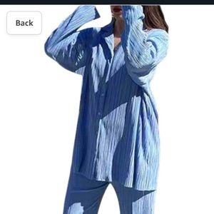 Baby Blue Plisse Set